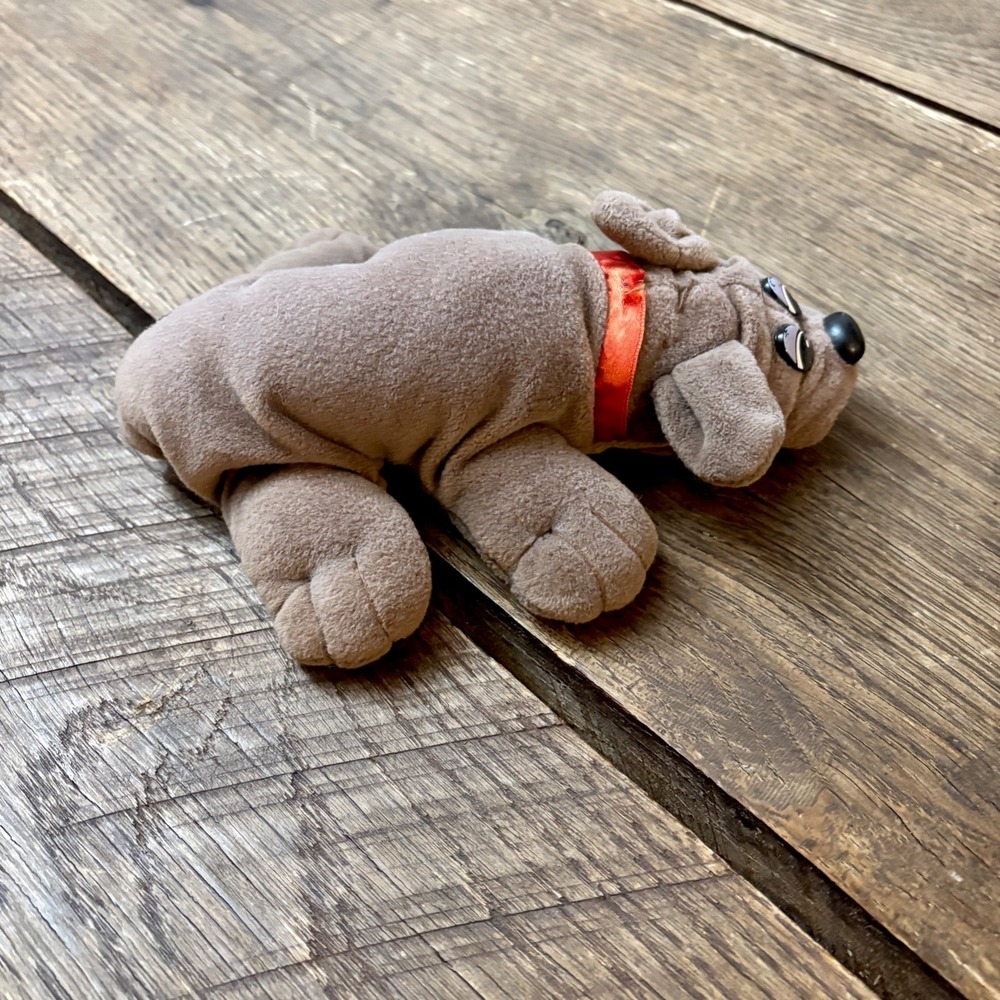 Vintage‎ Pound Puppy Brown Rumple Skin Tonka Plush 1986 Red Collar - Picture 2 of 7